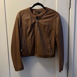 Via Spiga Brown Leather Jacket